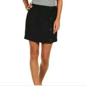Prana Nicky Wool Side Button True Wrap Skirt Black Charcoal Women's Size 6